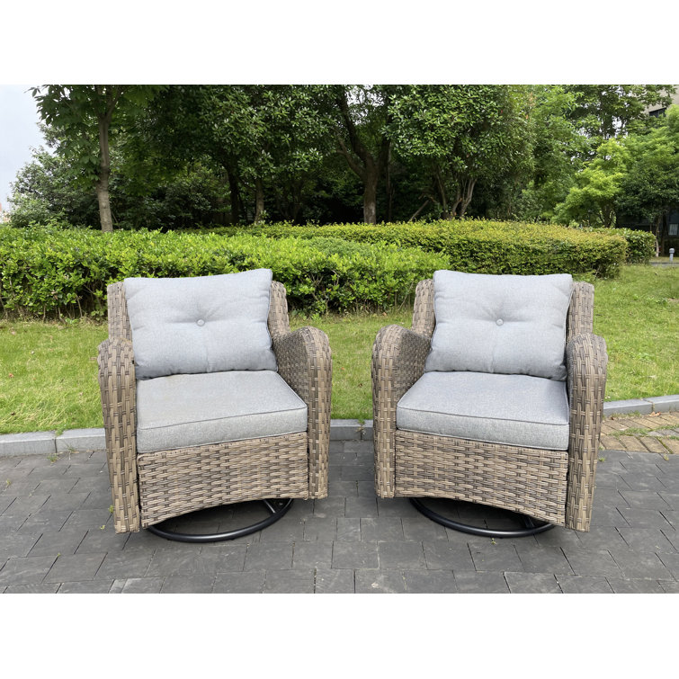 Red Barrel Studio® Wicker/Rattan 2 Person Swivel Seating Group With